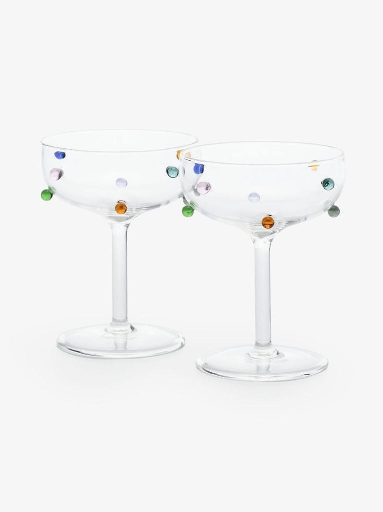 Clear Pomponette Champagne Coupe Set