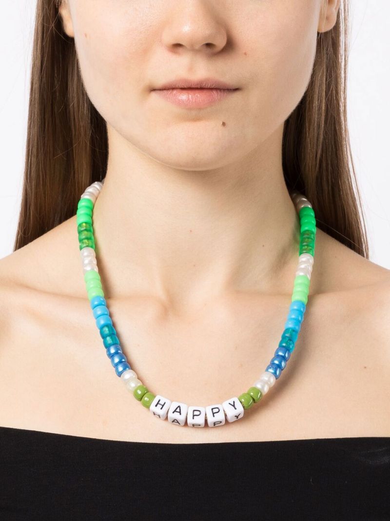 Green Happy Beaded Necklace