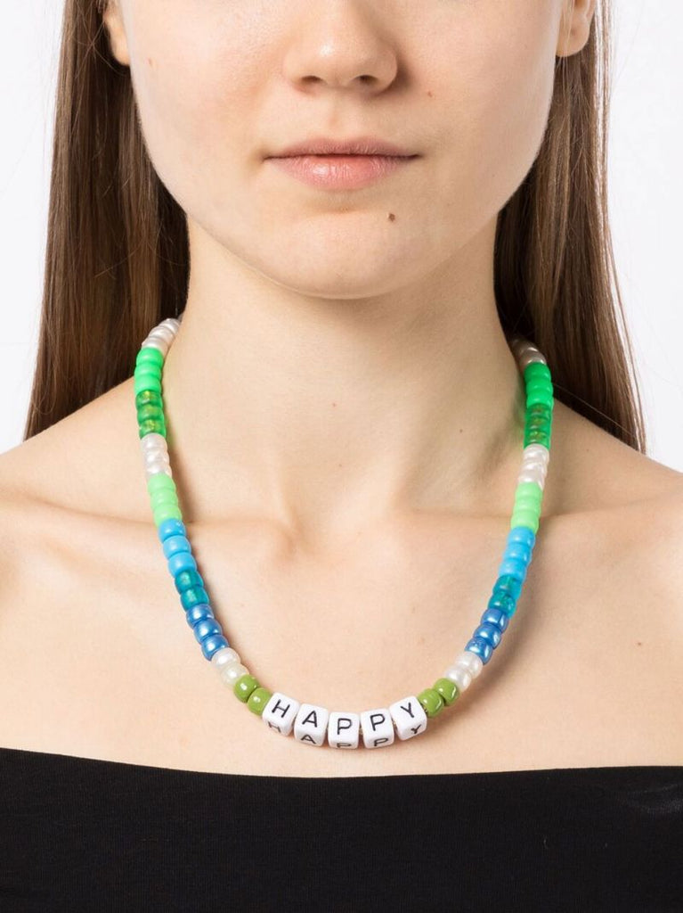 Green Happy Beaded Necklace