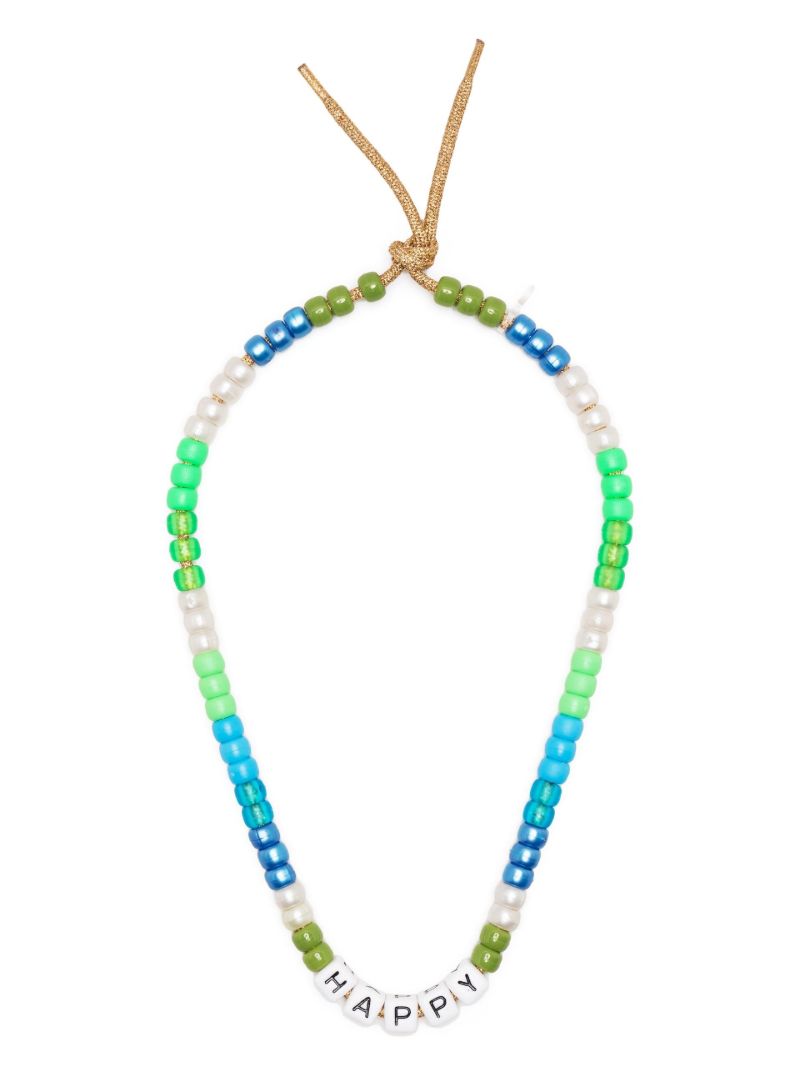 Green Happy Beaded Necklace