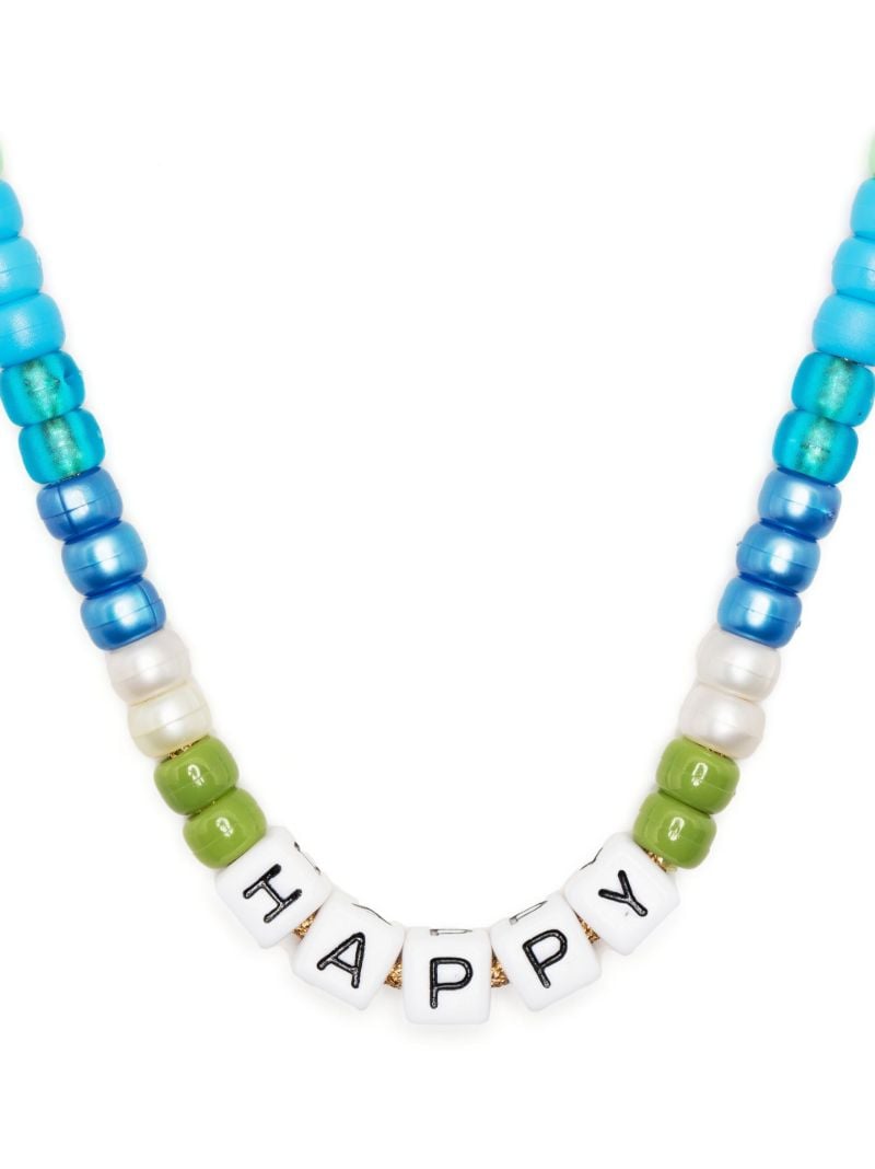 Green Happy Beaded Necklace