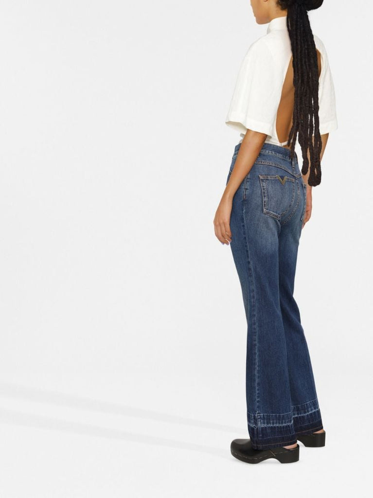 Blue High Waist Wide Leg Jeans
