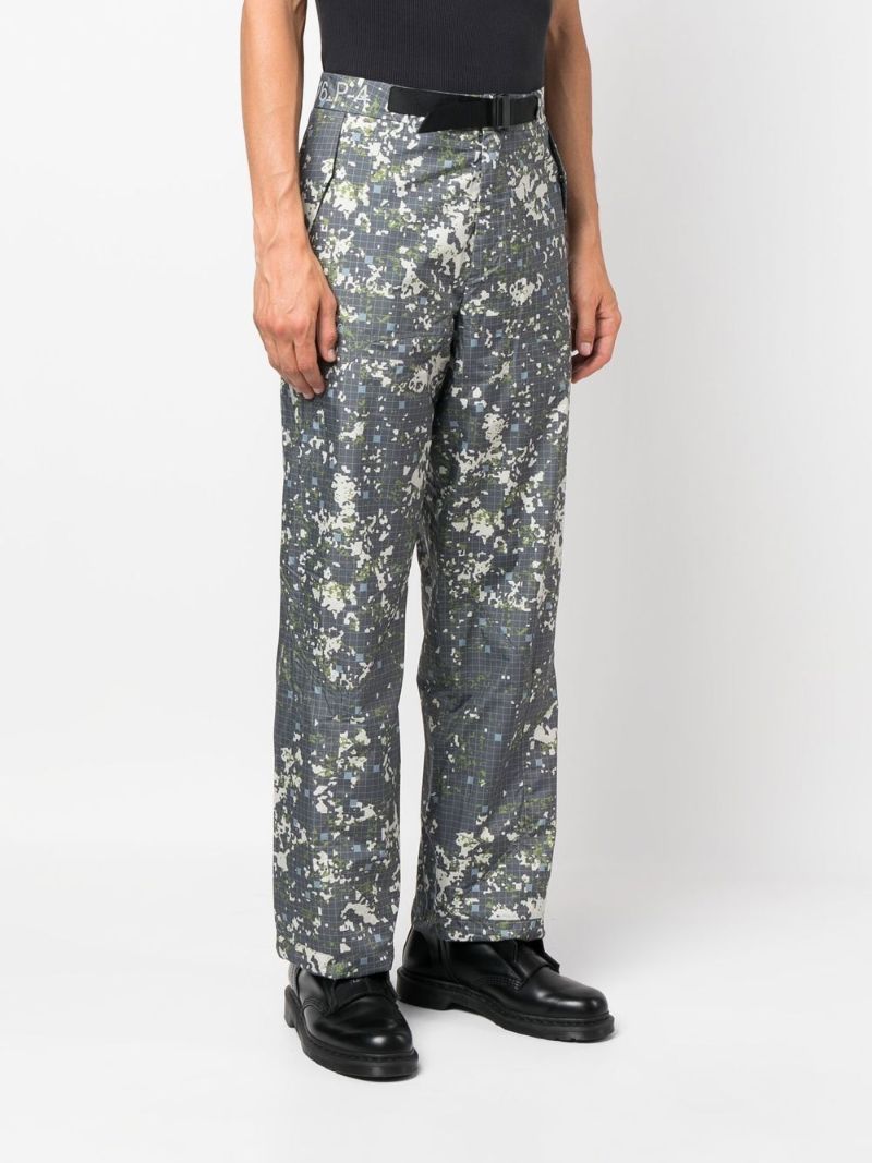 Grey Abstract Print Straight-leg Trousers