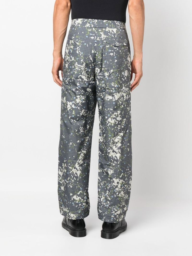Grey Abstract Print Straight-leg Trousers