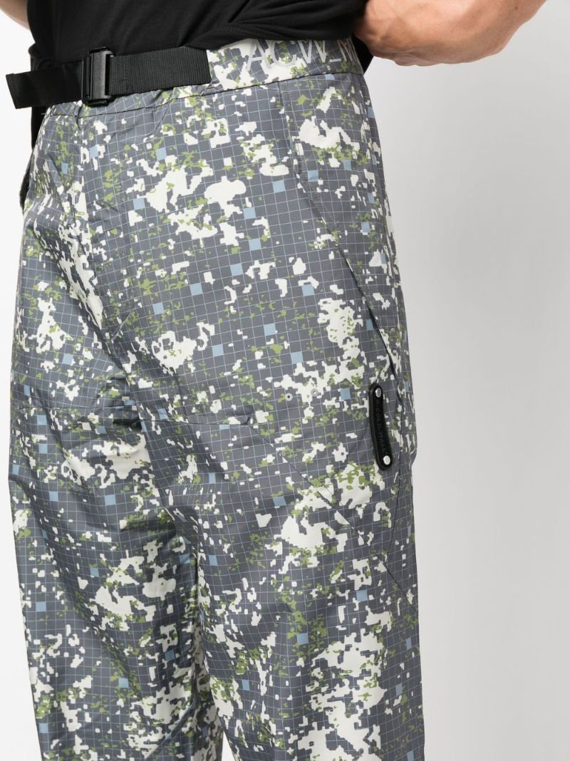 Grey Abstract Print Straight-leg Trousers