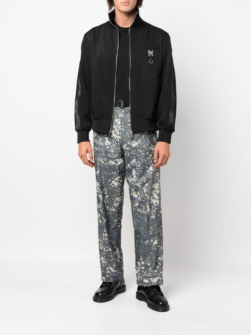 Grey Abstract Print Straight-leg Trousers