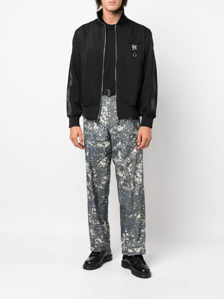 Grey Abstract Print Straight-leg Trousers