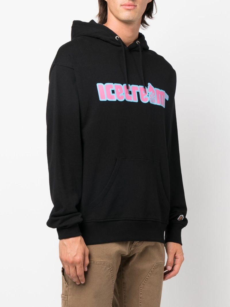 Black Soft Serve Logo Cotton Hoodie