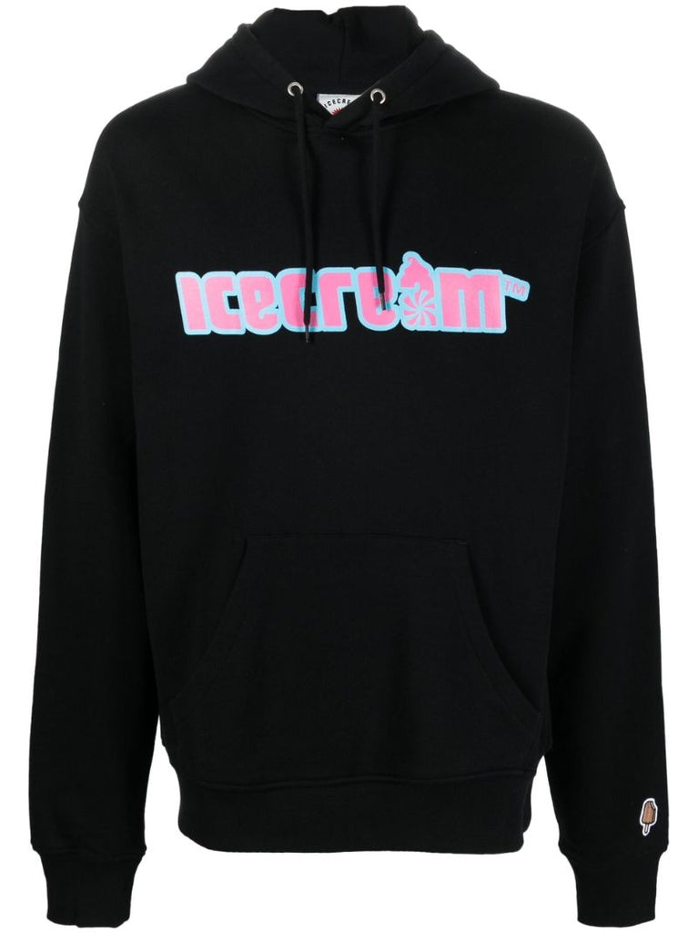 Black Soft Serve Logo Cotton Hoodie