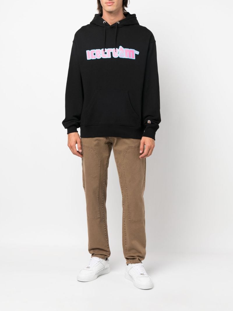Black Soft Serve Logo Cotton Hoodie