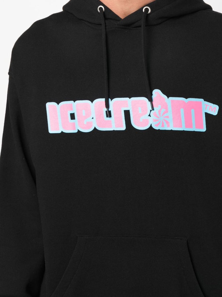 Black Soft Serve Logo Cotton Hoodie