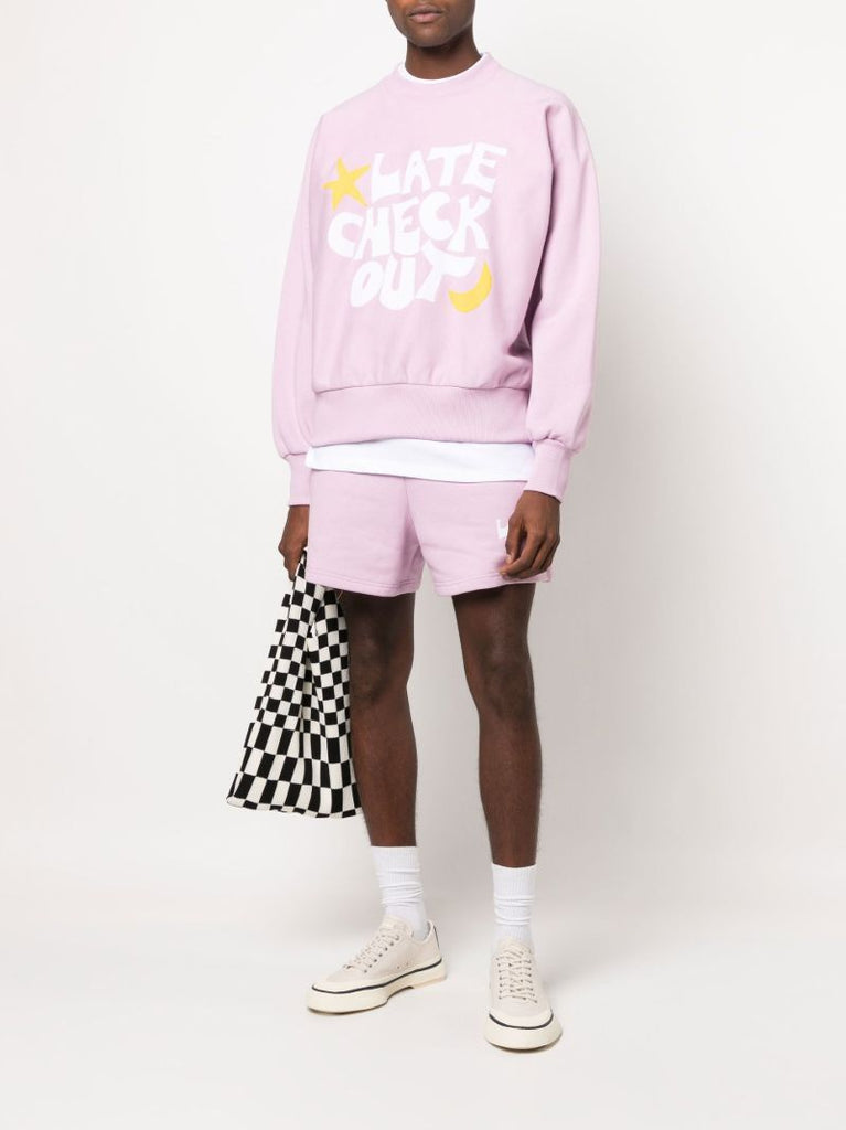 Purple Logo Print Cotton Track Shorts