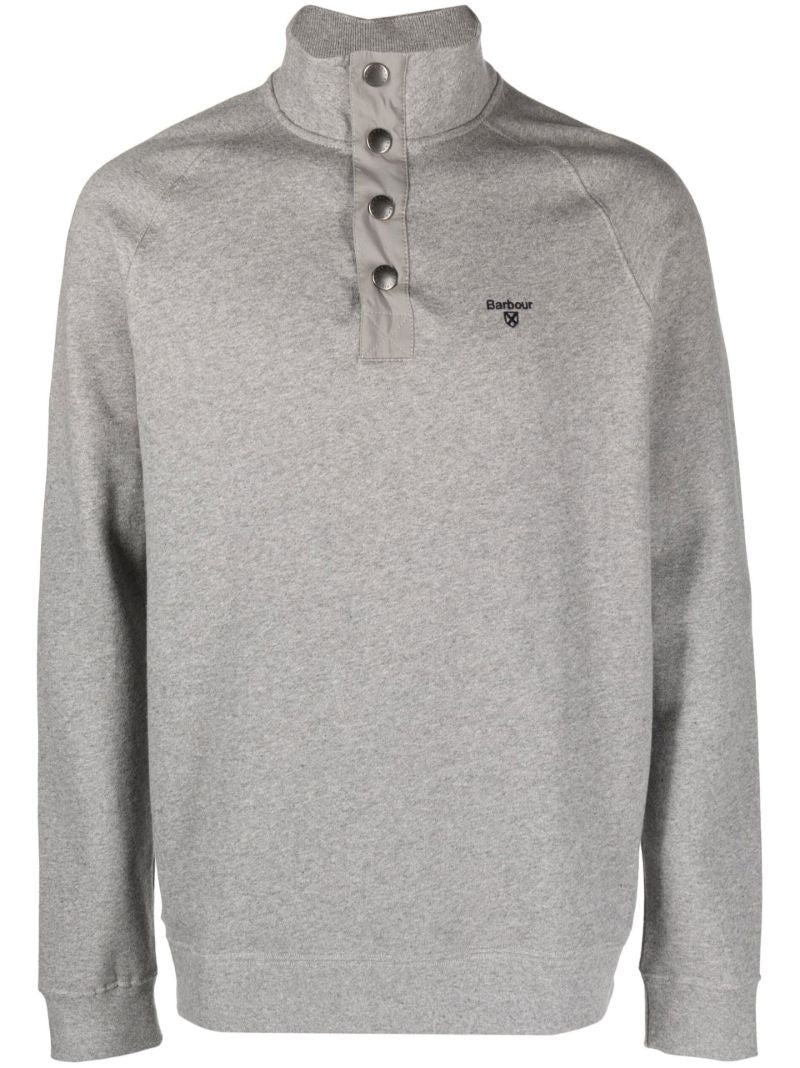 Grey Half Snap Cotton Sweatshirt