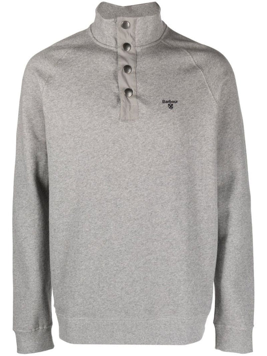 Grey Half Snap Cotton Sweatshirt