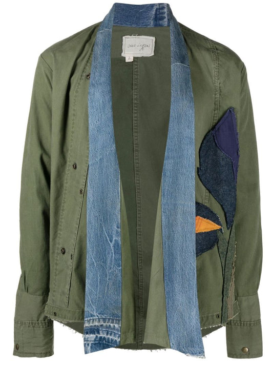 Green Iris AppliquÃ_x0083_Â© Military Jacket