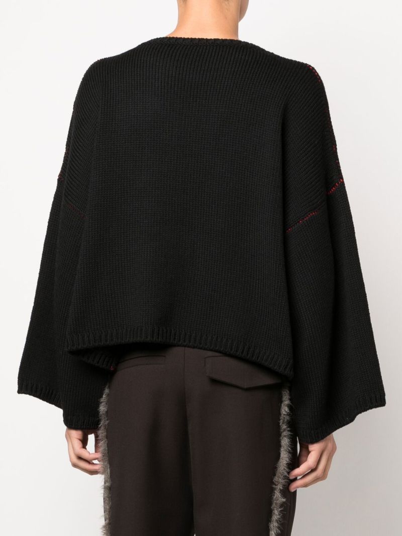 Black Logo Jacquard Merino Wool Sweater