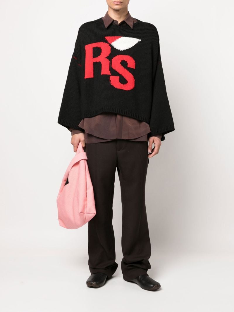 Black Logo Jacquard Merino Wool Sweater