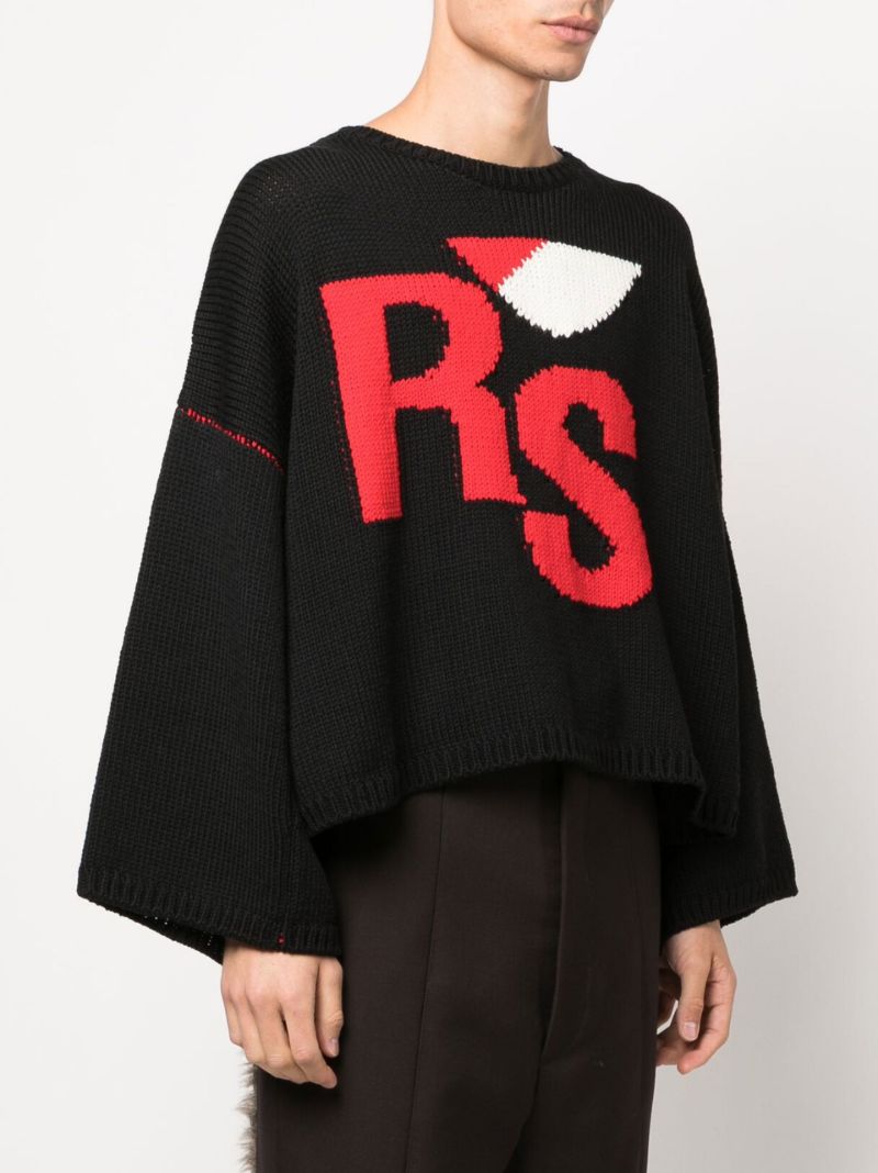 Black Logo Jacquard Merino Wool Sweater