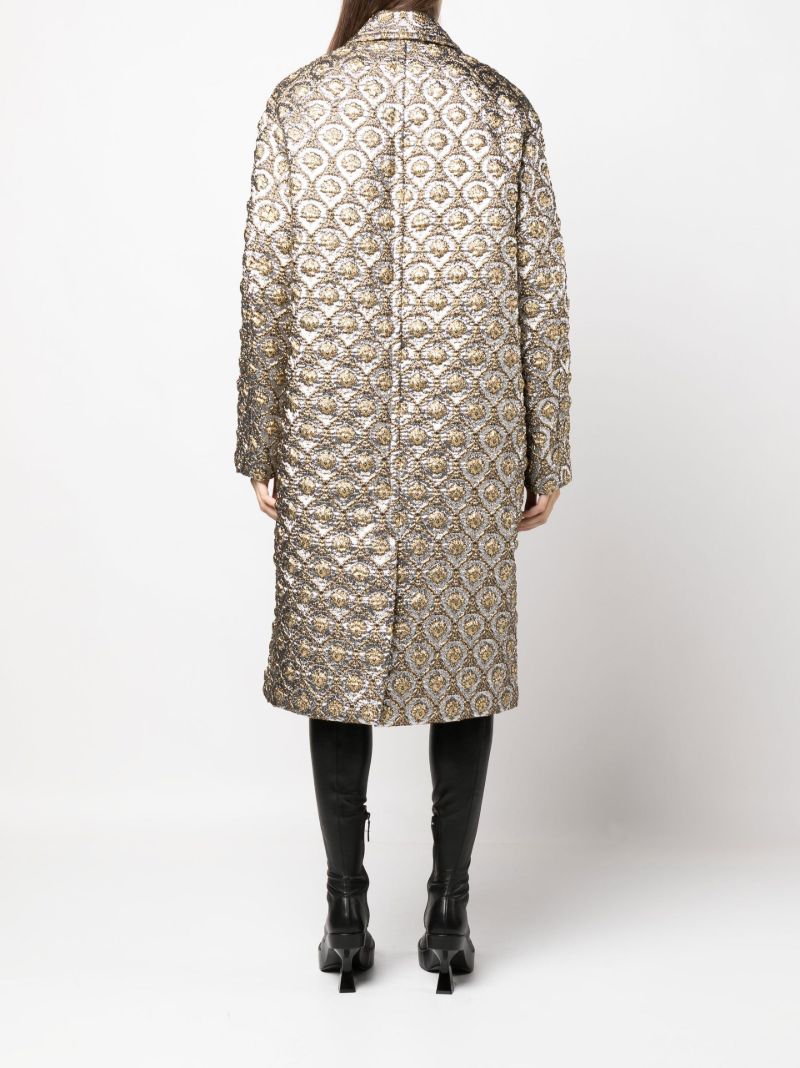Silver-tone Patterned Jacquard Coat
