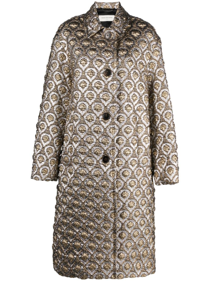 Silver-tone Patterned Jacquard Coat