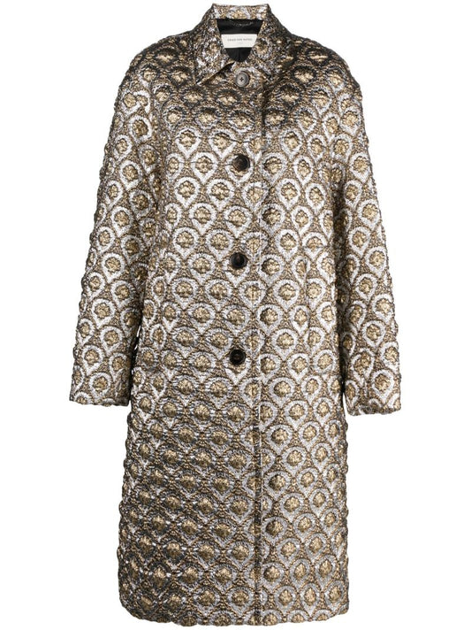 Silver-tone Patterned Jacquard Coat