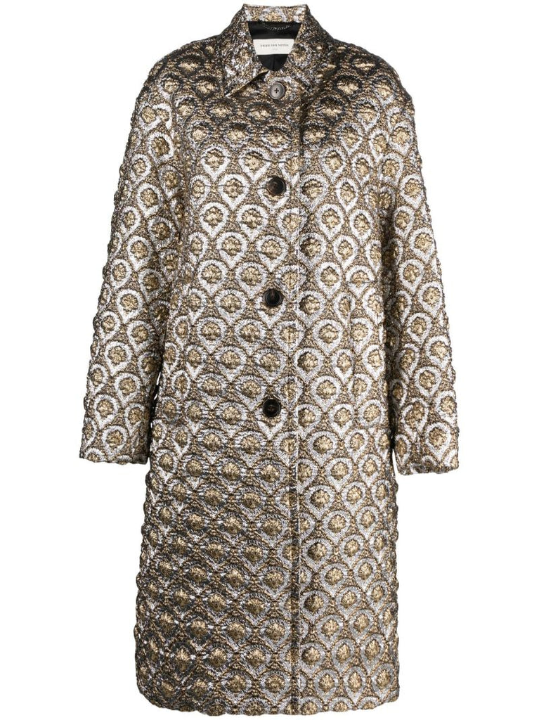 Silver-tone Patterned Jacquard Coat