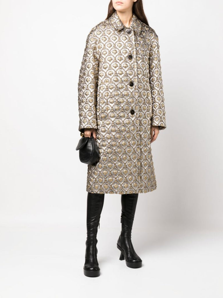 Silver-tone Patterned Jacquard Coat