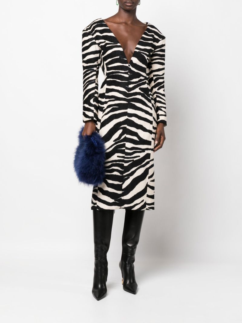 White Debra Zebra Print Midi Dress