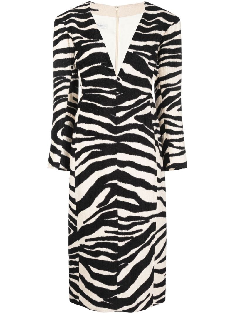 White Debra Zebra Print Midi Dress