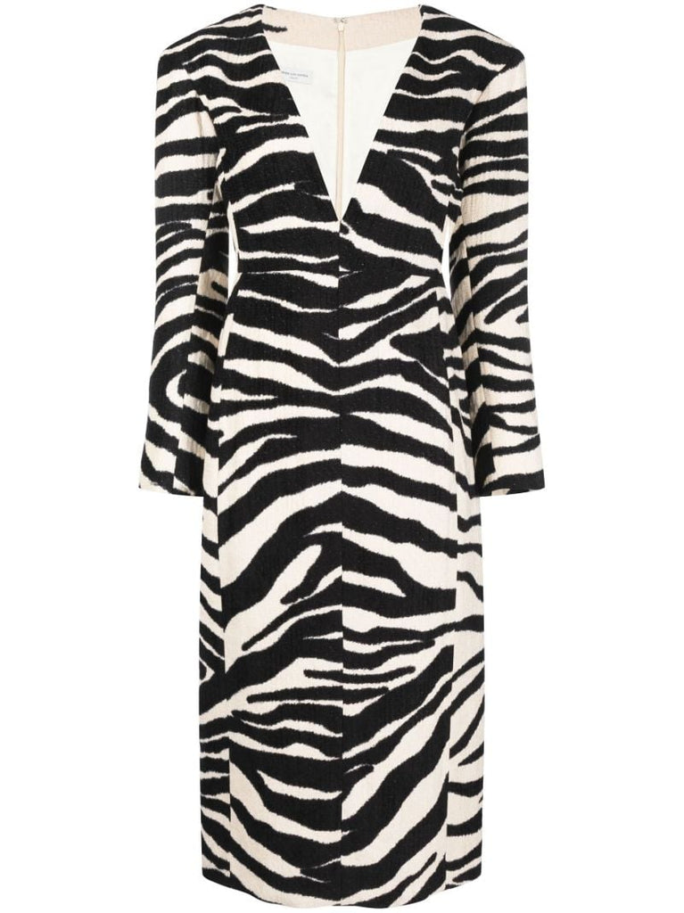 White Debra Zebra Print Midi Dress