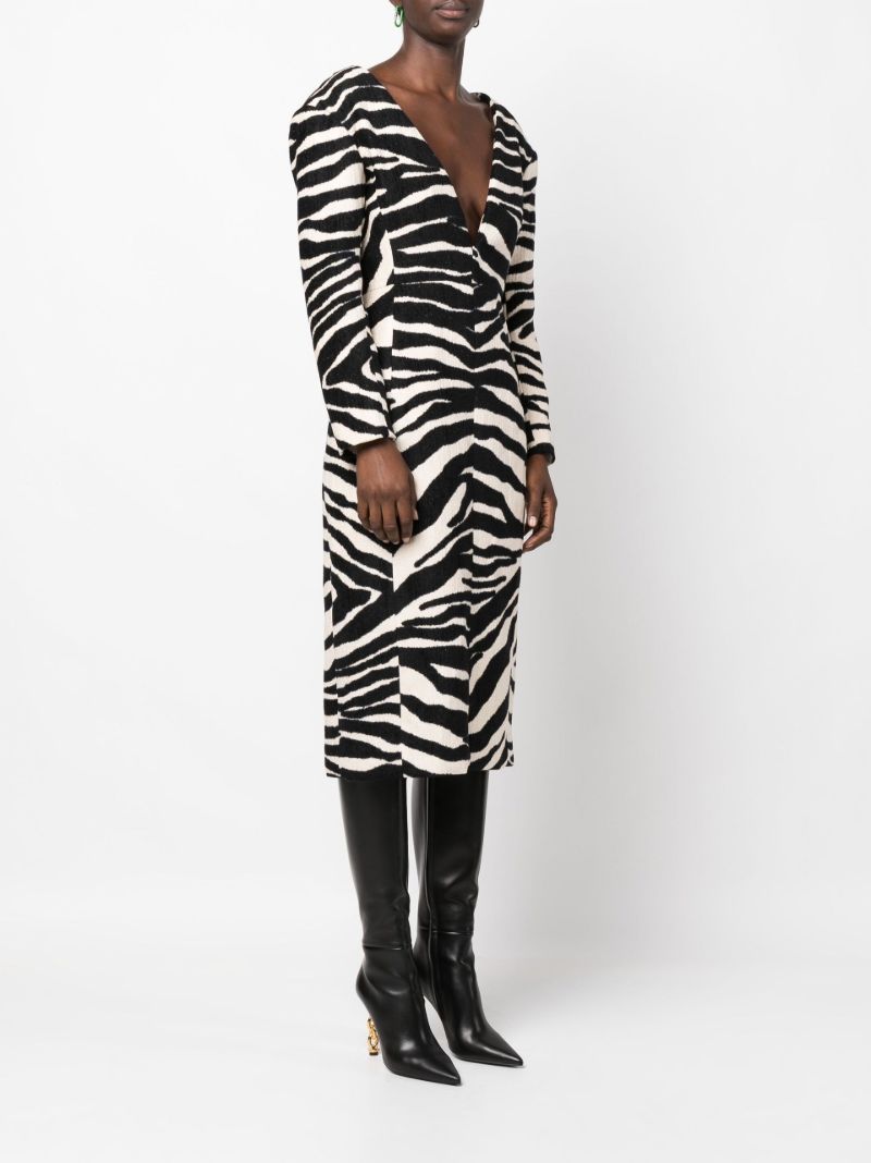 White Debra Zebra Print Midi Dress