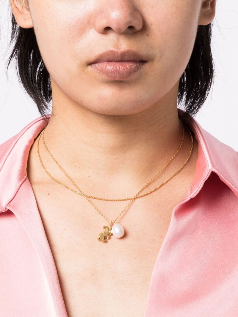 Gold-plated Rabbit Charm Double Strand Necklace