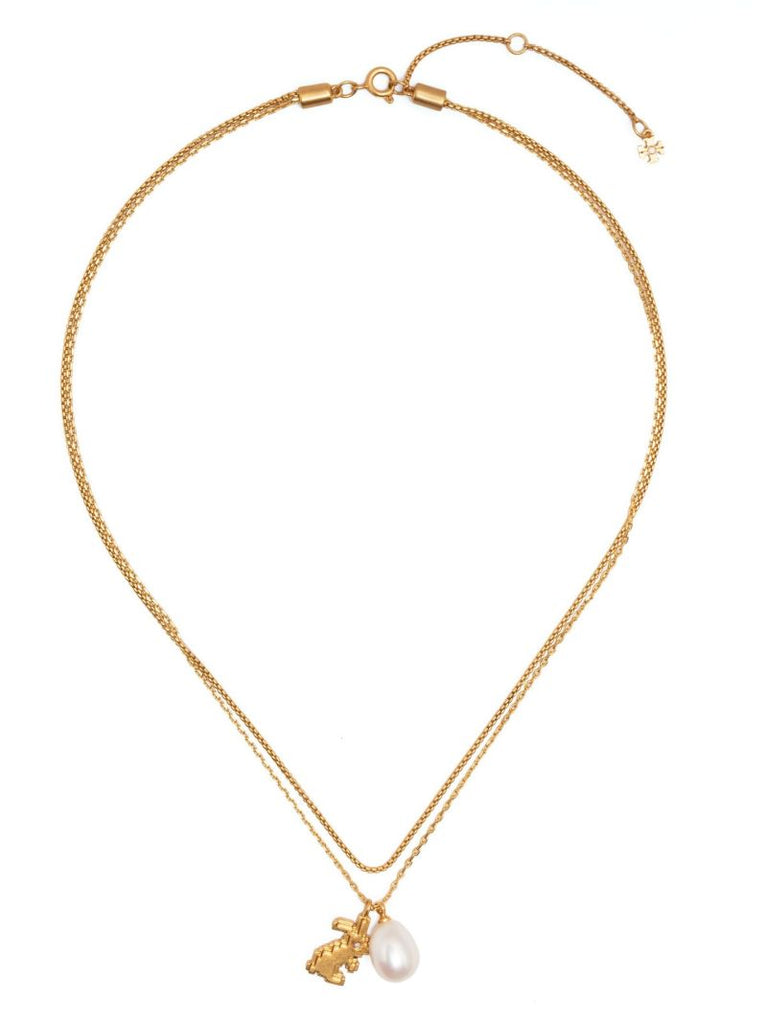 Gold-plated Rabbit Charm Double Strand Necklace