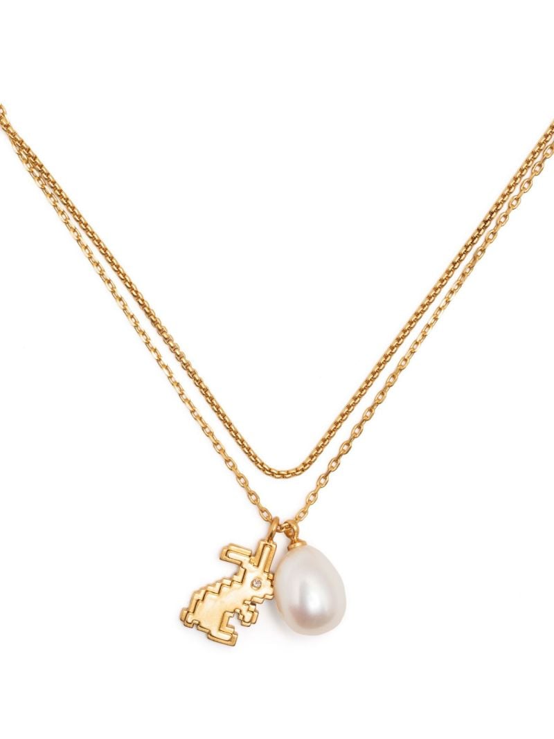 Gold-plated Rabbit Charm Double Strand Necklace