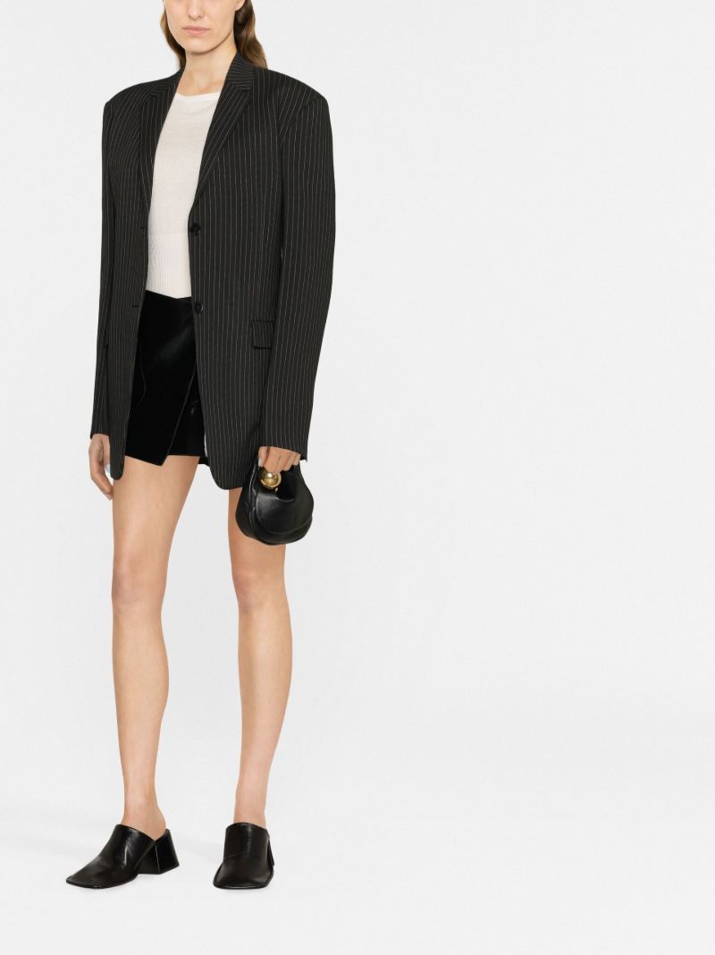 Black Vera Asymmetric Leather Mini Skirt