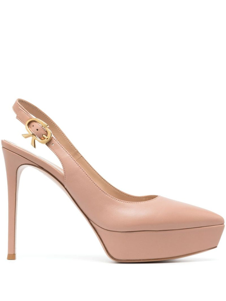 Pink Leather Slingback Pumps