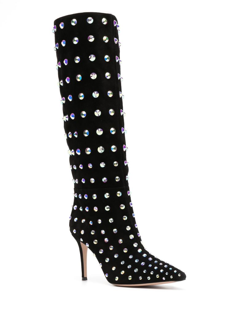 Black Spectra 85 Studded Suede Knee-high Boots