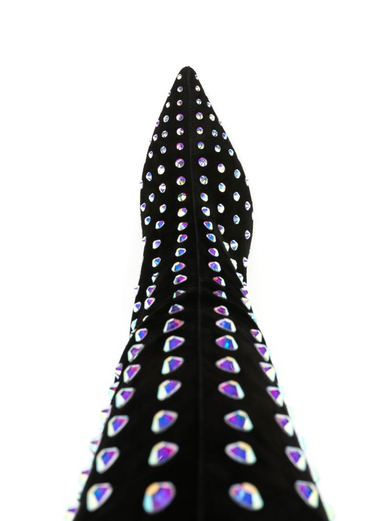 Black Spectra 85 Studded Suede Knee-high Boots