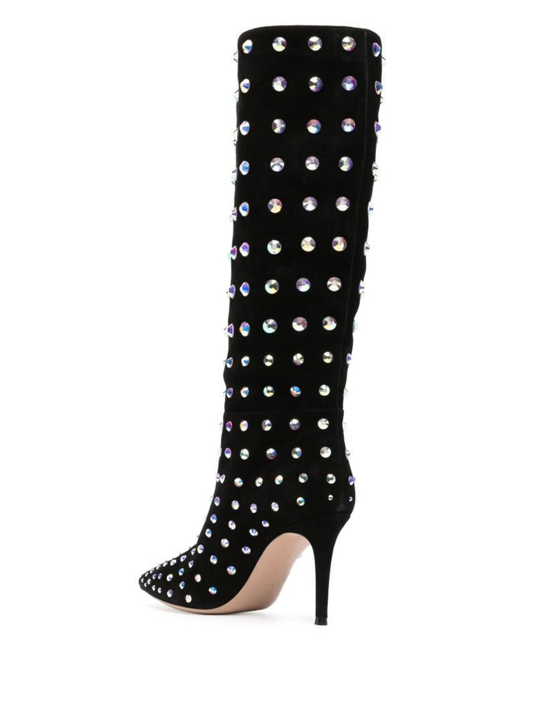 Black Spectra 85 Studded Suede Knee-high Boots