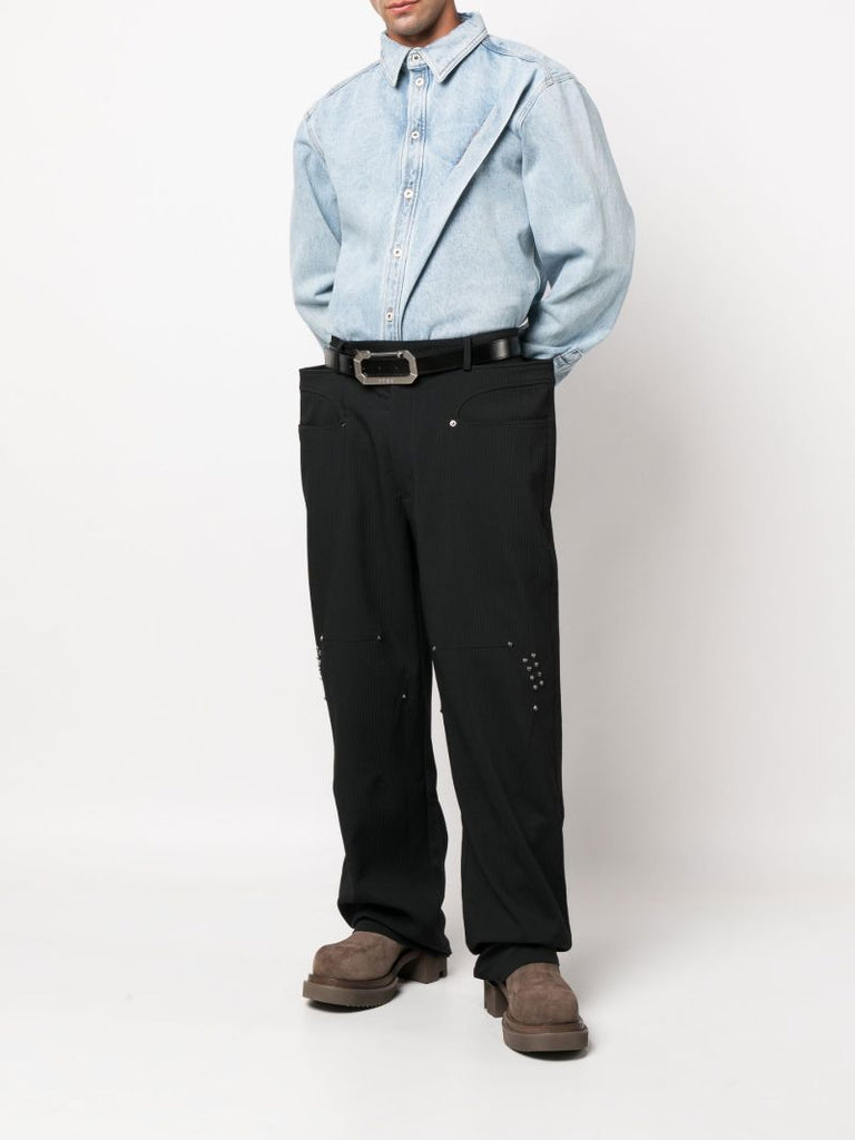 Blue Pinched Logo Denim Shirt