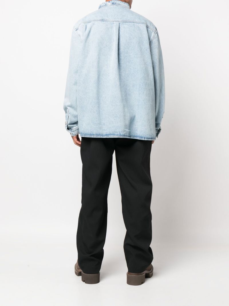 Blue Pinched Logo Denim Shirt