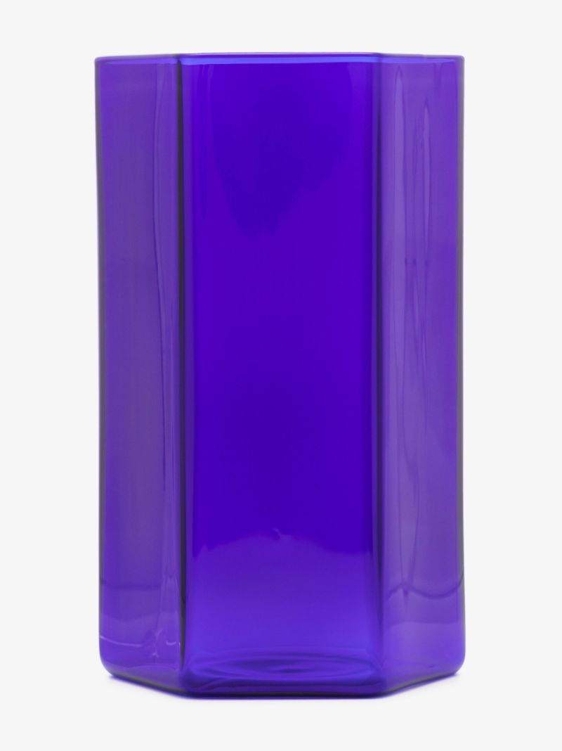 Blue Coucou Hexagonal Glass Vase