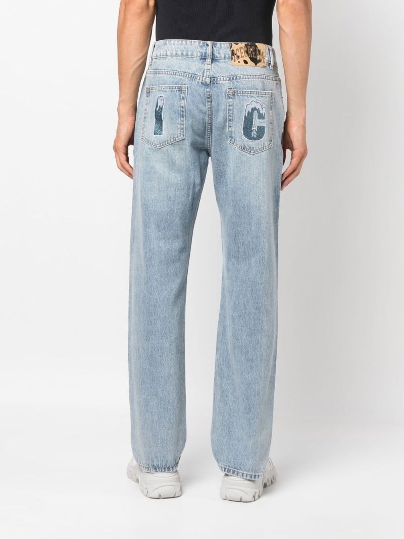 Blue Running Dog Straight-leg Jeans