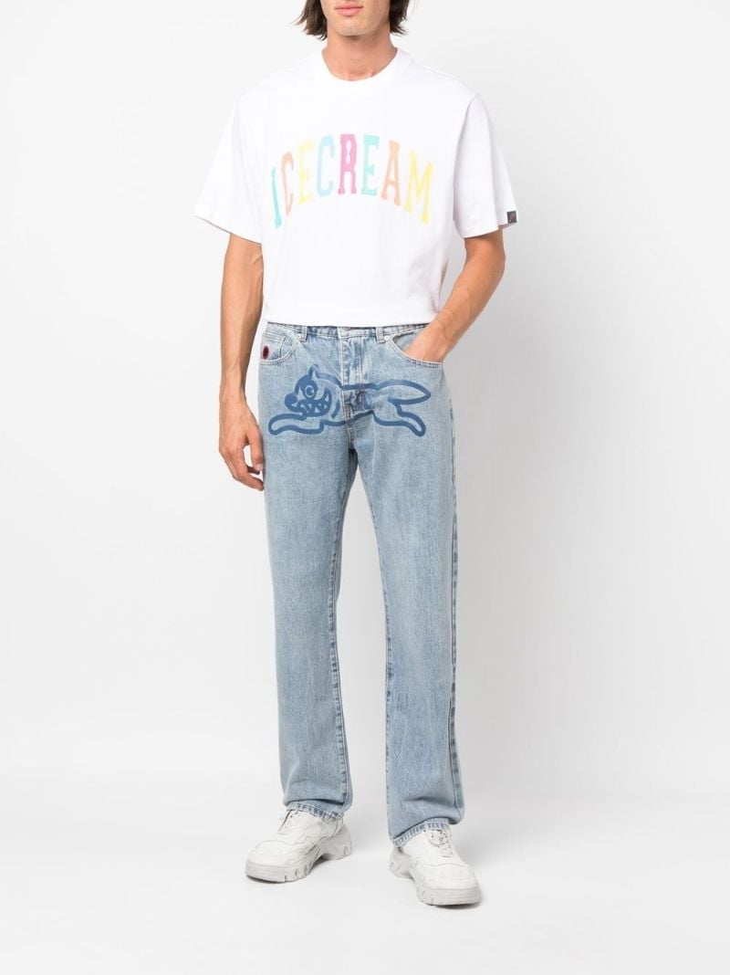 Blue Running Dog Straight-leg Jeans