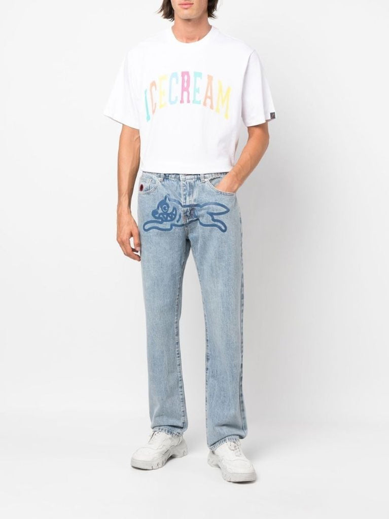 Blue Running Dog Straight-leg Jeans