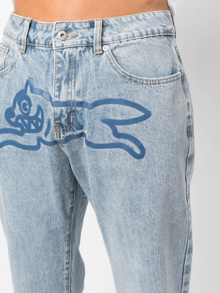 Blue Running Dog Straight-leg Jeans