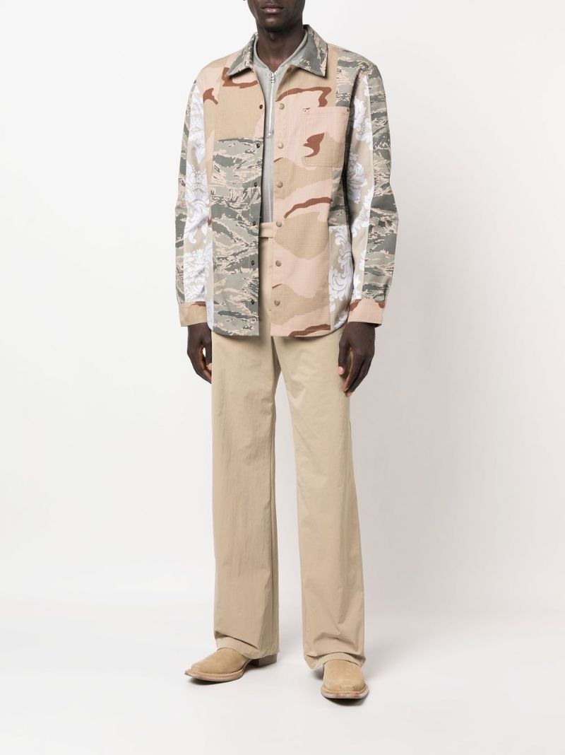 Neutral Camouflage Print Panelled Shirt Jacket