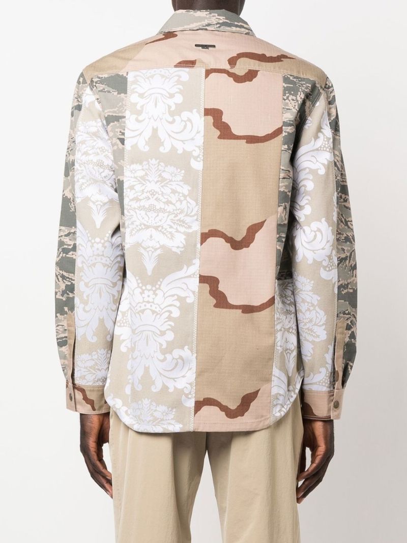 Neutral Camouflage Print Panelled Shirt Jacket