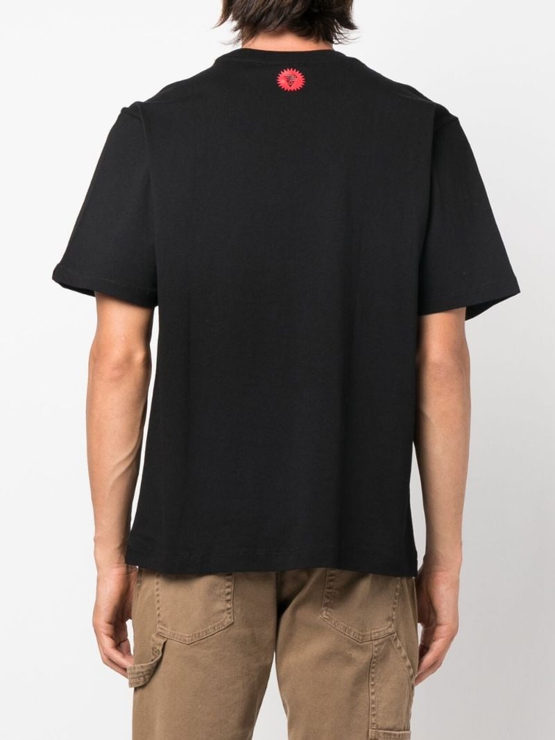 Black Running Dog Print Cotton T-shirt