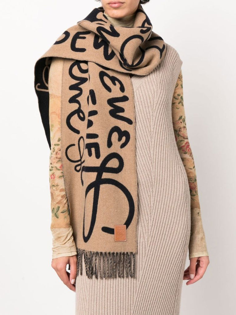 Neutral Logo Wool Scarf